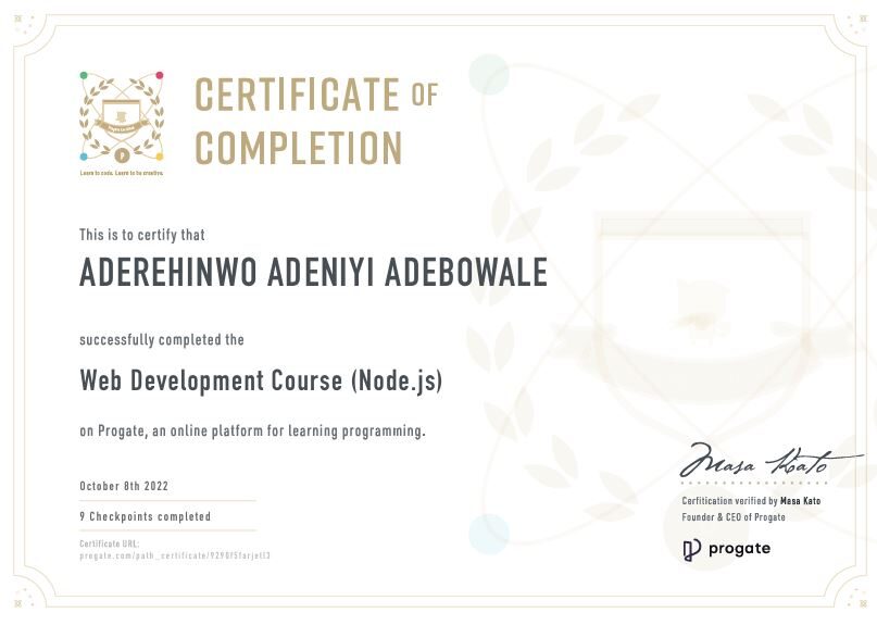 Ade Adeniyi Web Dev Pro Certificate