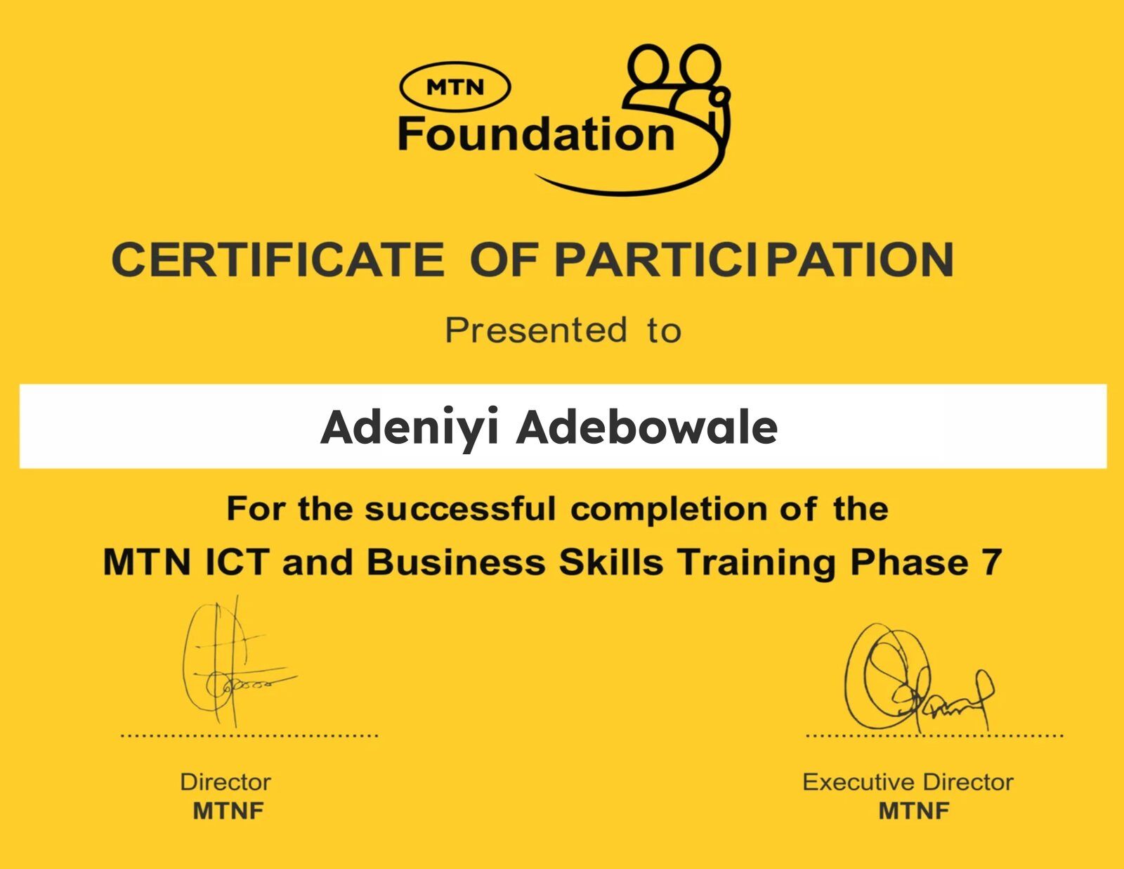 Virtual Assistant MTN Certificate