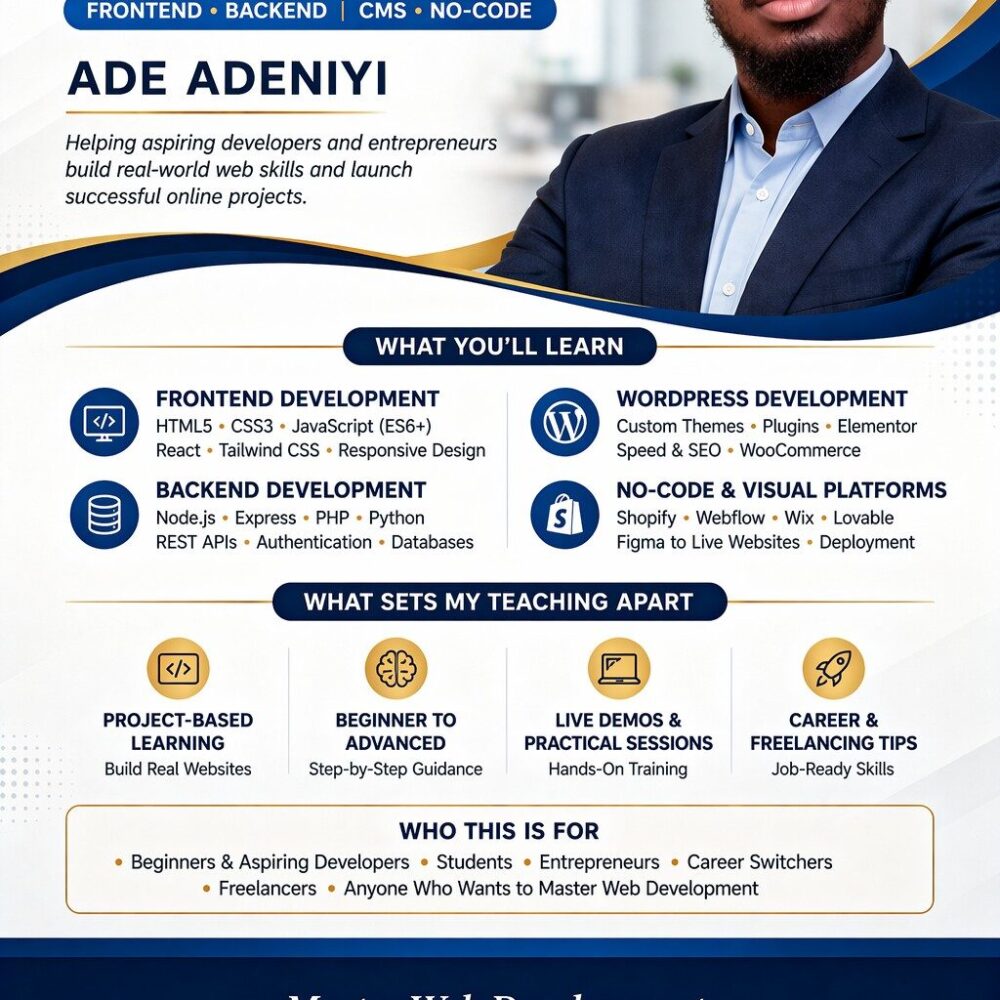 Web devt instructor Ade Adeniyi