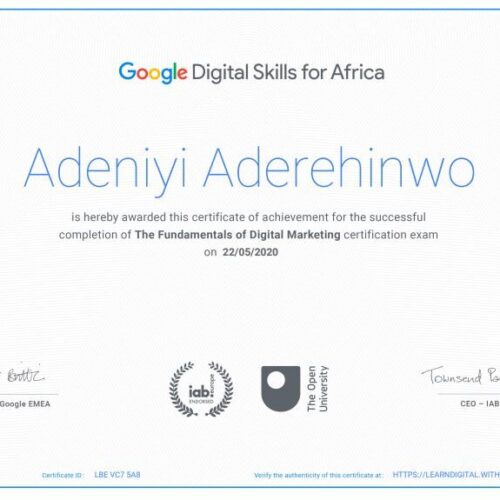 Google Digital marketing Certificate