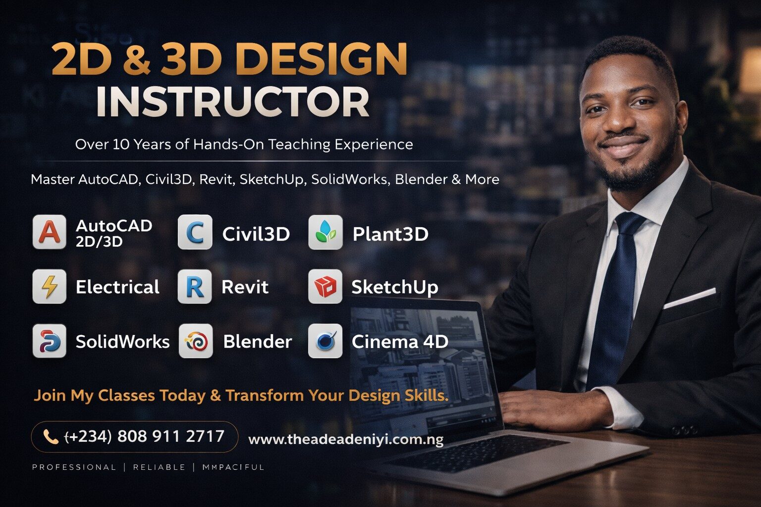 2D and 3D instructor Ade Adeniyi