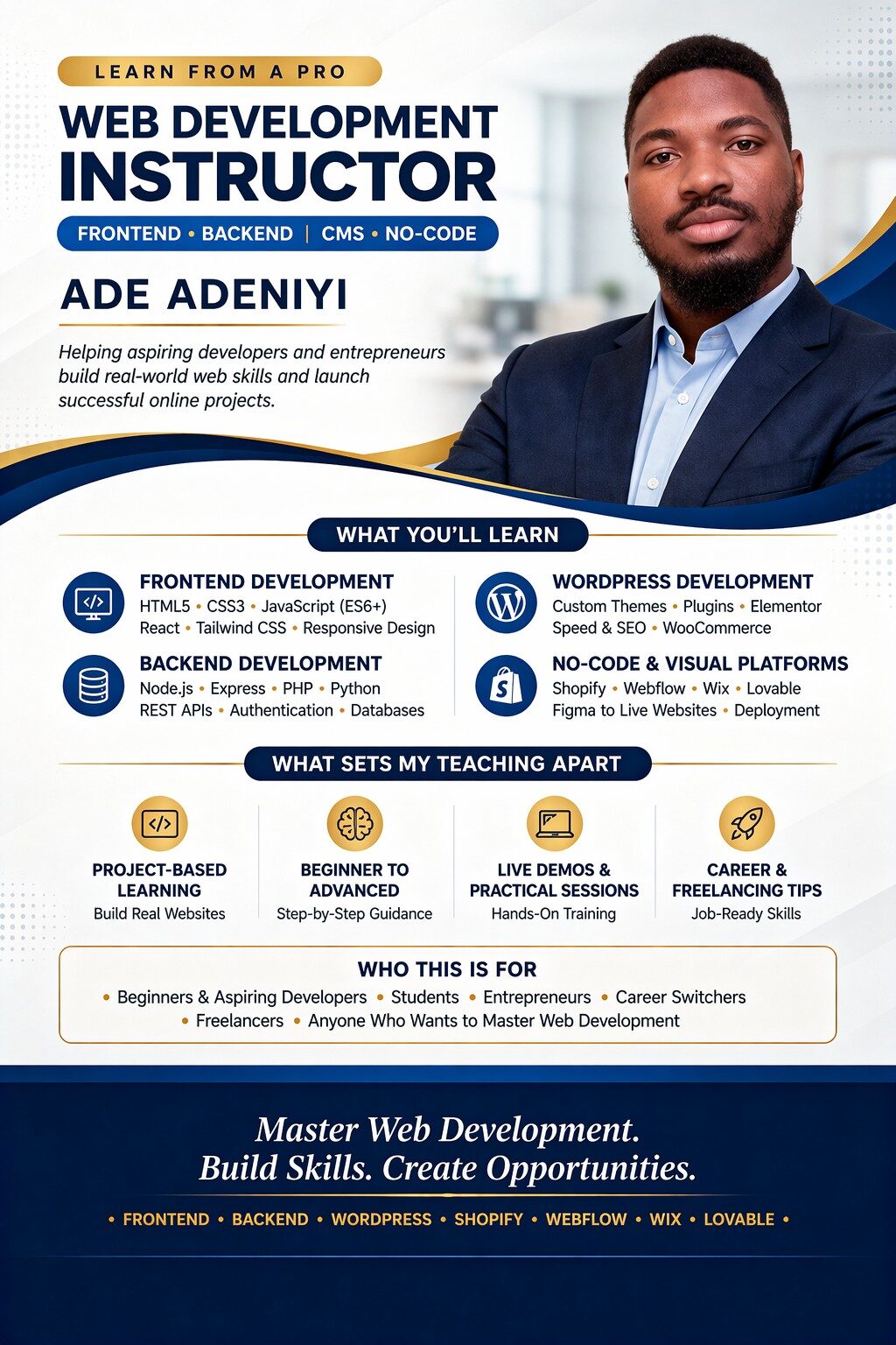 Web devt instructor Ade Adeniyi